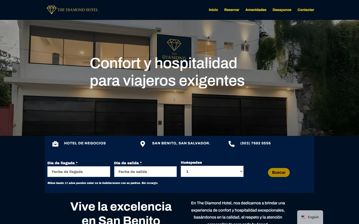 The Diamond Hotel website